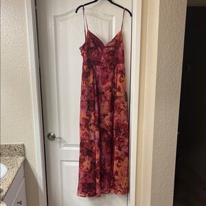Lulu's Beautiful Soul Burgundy Floral Print Twist-Front Maxi Dress